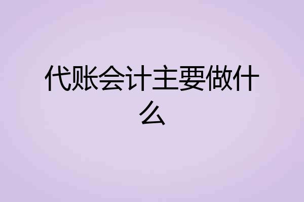 代账会计主要做什么