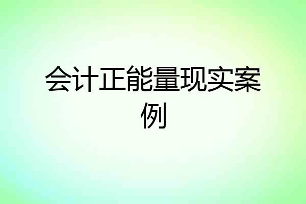 会计正能量现实案例