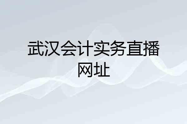 武汉会计实务直播网址