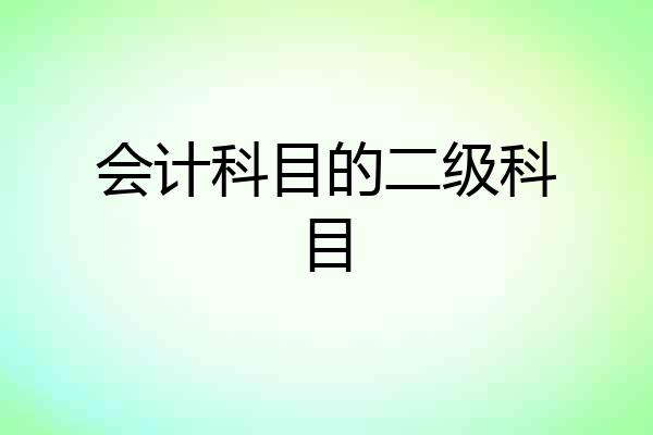 会计科目的二级科目