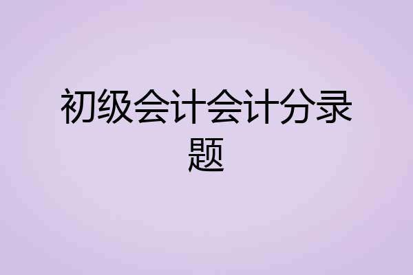 初级会计会计分录题