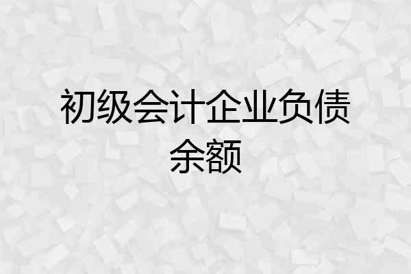 初级会计企业负债余额