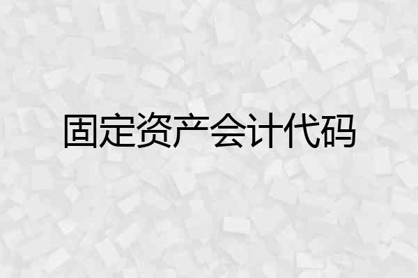 固定资产会计代码