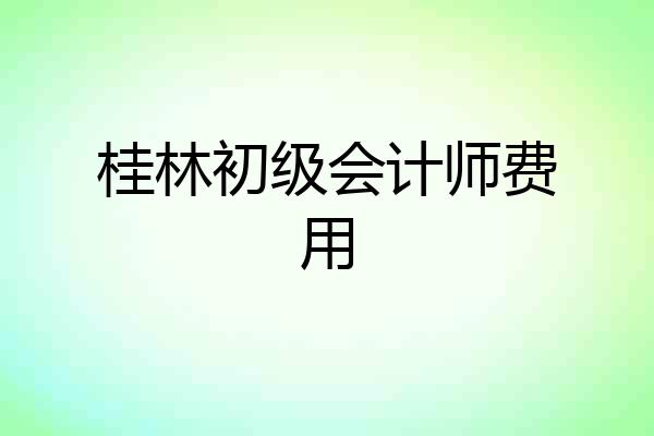 桂林初级会计师费用