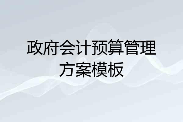 政府会计预算管理方案模板