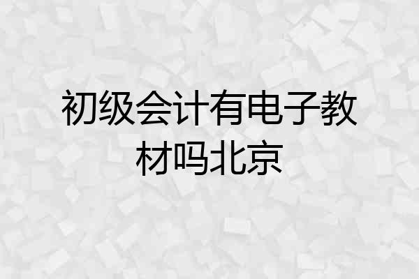 初级会计有电子教材吗北京