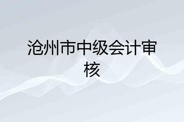 沧州市中级会计审核