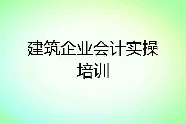 建筑企业会计实操培训