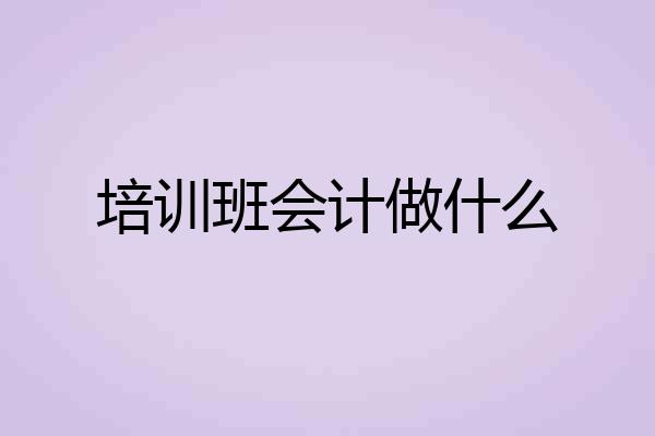 培训班会计做什么