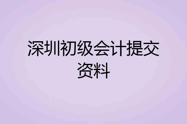 深圳初级会计提交资料