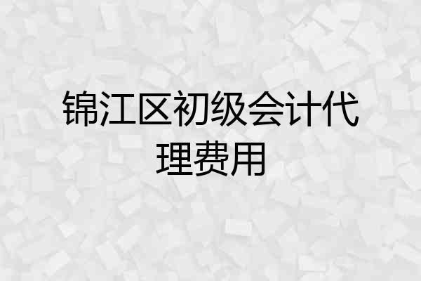 锦江区初级会计代理费用