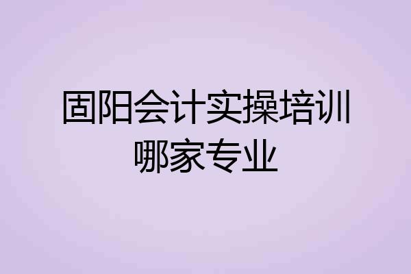 固阳会计实操培训哪家专业