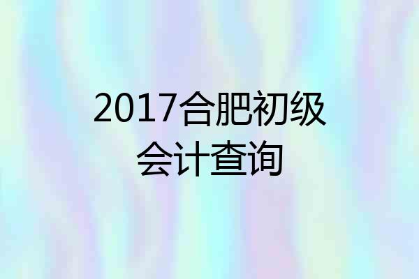 2017合肥初级会计查询
