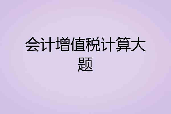 会计增值税计算大题