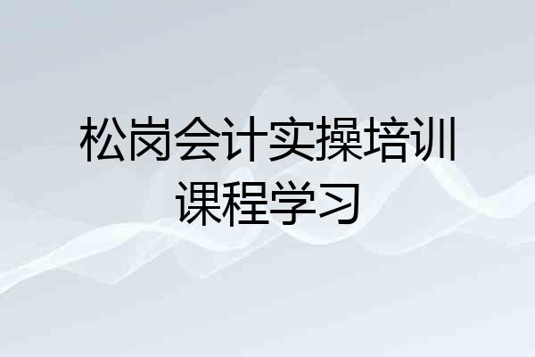 松岗会计实操培训课程学习