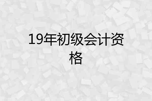 19年初级会计资格