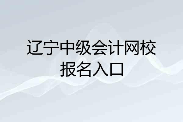 辽宁中级会计网校报名入口