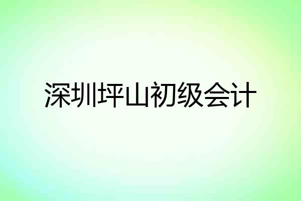 深圳坪山初级会计
