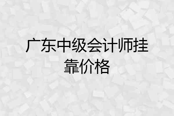 广东中级会计师挂靠价格