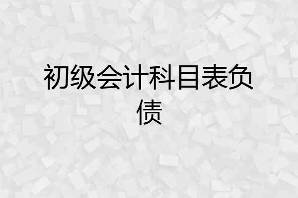 初级会计科目表负债