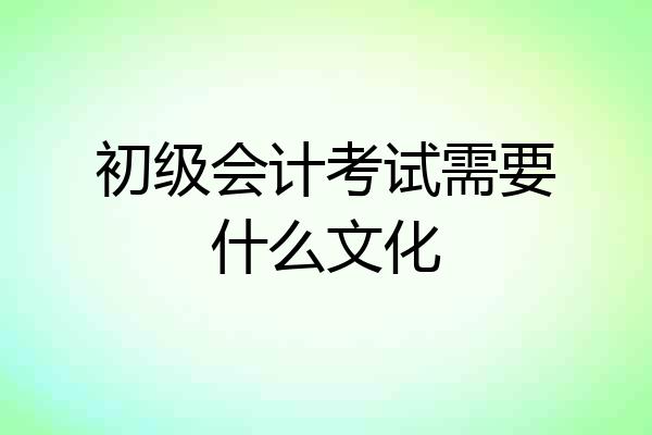初级会计考试需要什么文化
