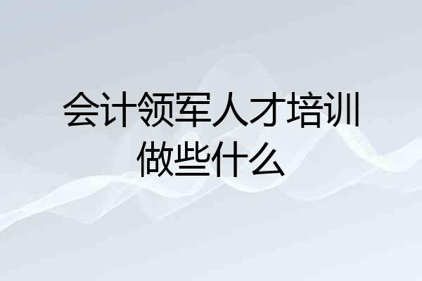 会计领军人才培训做些什么