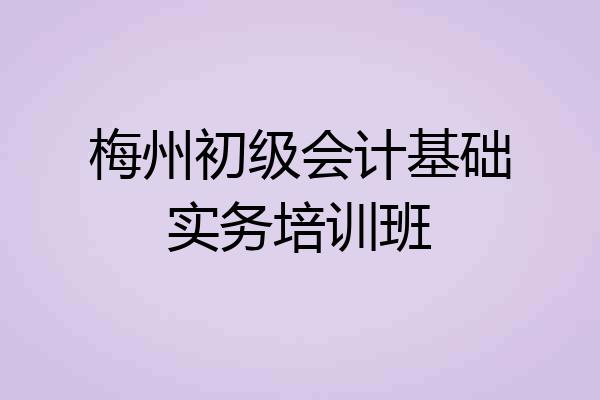 梅州初级会计基础实务培训班
