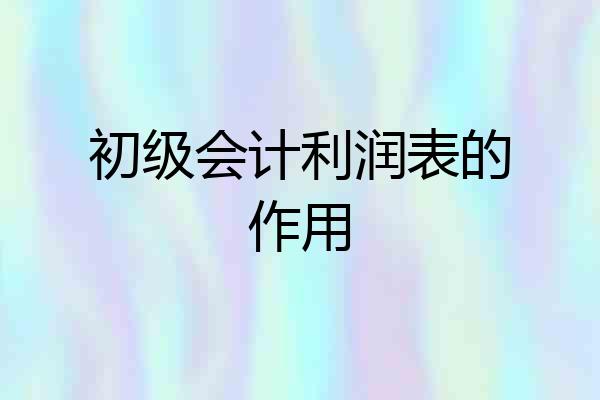 初级会计利润表的作用