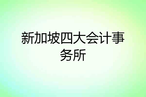 新加坡四大会计事务所