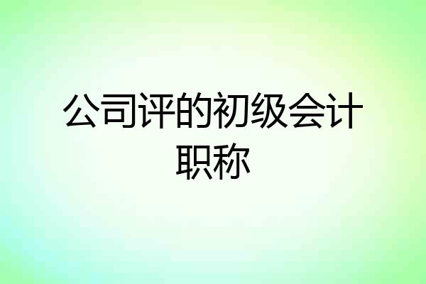 公司评的初级会计职称