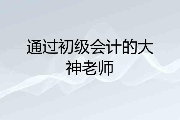 通过初级会计的大神老师