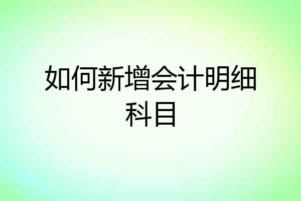 如何新增会计明细科目