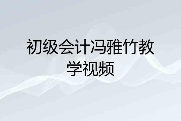 初级会计冯雅竹教学视频