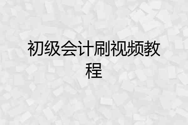 初级会计刷视频教程