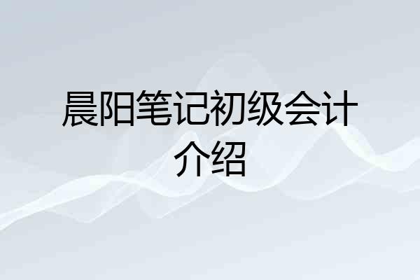 晨阳笔记初级会计介绍