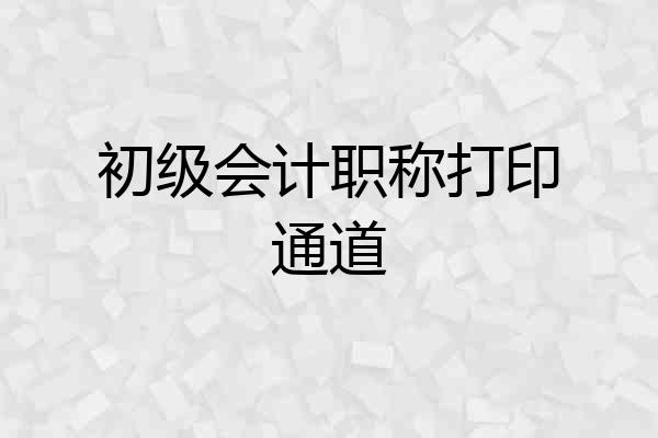 初级会计职称打印通道