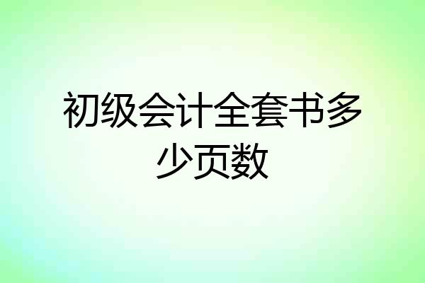 初级会计全套书多少页数