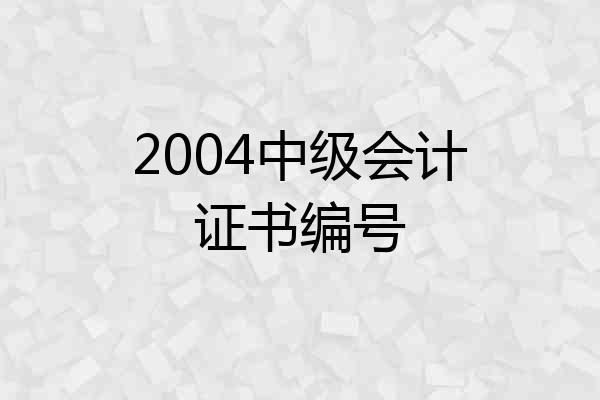 2004中级会计证书编号