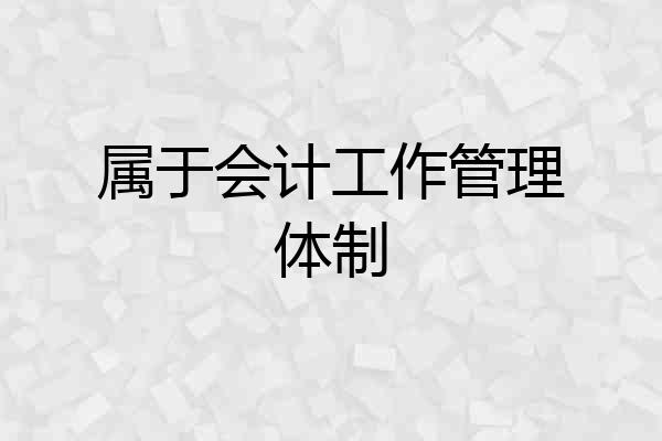 属于会计工作管理体制