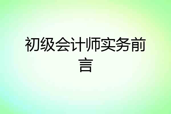 初级会计师实务前言