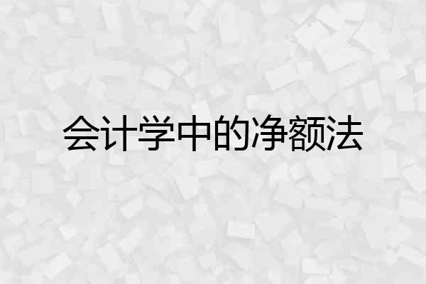 会计学中的净额法