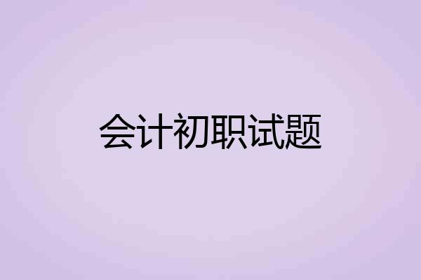 会计初职试题