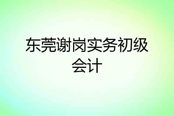 东莞谢岗实务初级会计