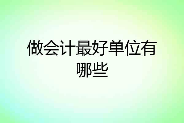 做会计最好单位有哪些