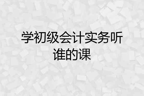 学初级会计实务听谁的课