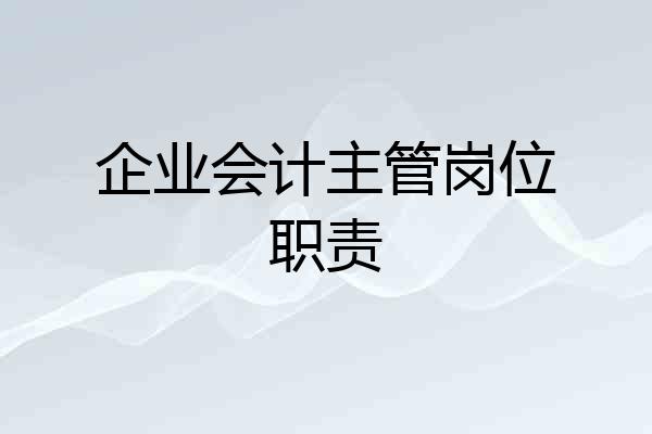 企业会计主管岗位职责