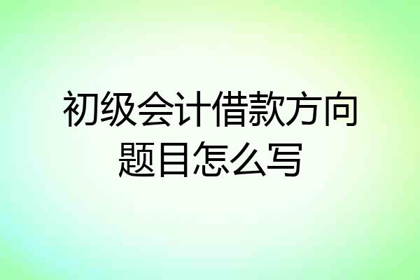 初级会计借款方向题目怎么写