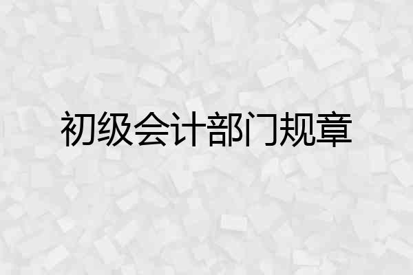初级会计部门规章