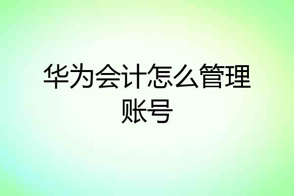 华为会计怎么管理账号