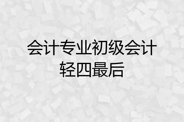 会计专业初级会计轻四最后